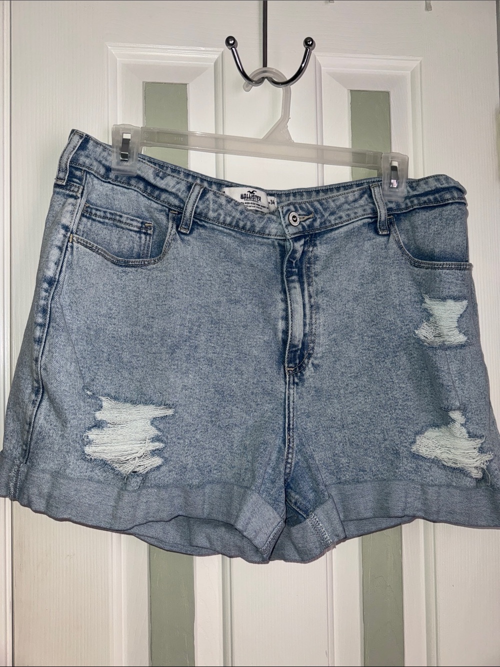 Hollister Light Wash Distressed Denim Shorts